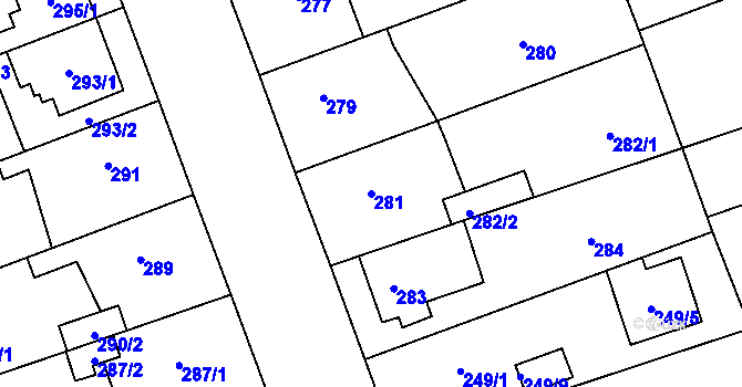 Parcela st. 281 v KÚ Uhříněves, Katastrální mapa