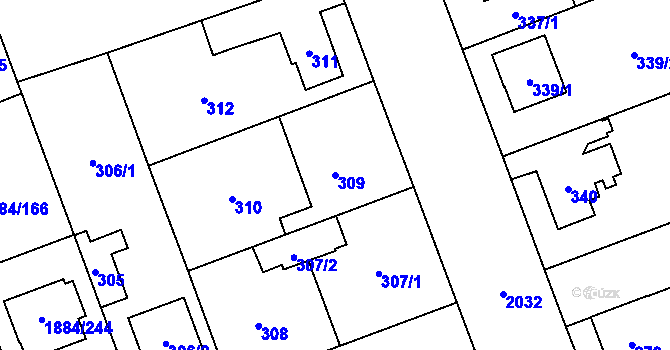 Parcela st. 309 v KÚ Uhříněves, Katastrální mapa