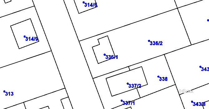 Parcela st. 336/1 v KÚ Uhříněves, Katastrální mapa