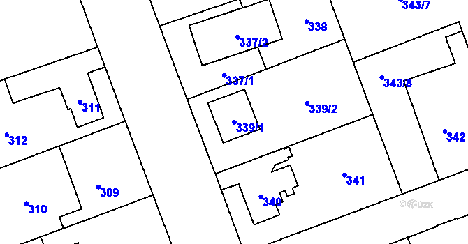 Parcela st. 339/1 v KÚ Uhříněves, Katastrální mapa