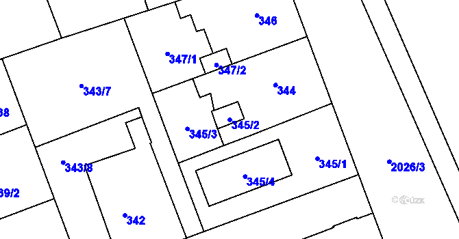Parcela st. 345/2 v KÚ Uhříněves, Katastrální mapa