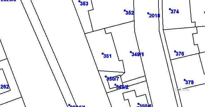 Parcela st. 351 v KÚ Uhříněves, Katastrální mapa