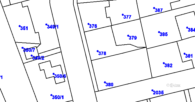 Parcela st. 378 v KÚ Uhříněves, Katastrální mapa