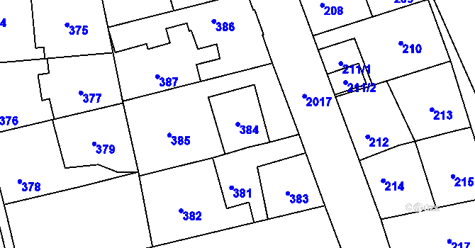 Parcela st. 384 v KÚ Uhříněves, Katastrální mapa
