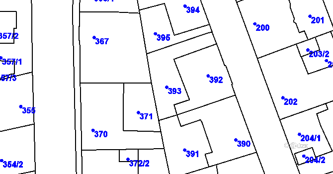 Parcela st. 393 v KÚ Uhříněves, Katastrální mapa