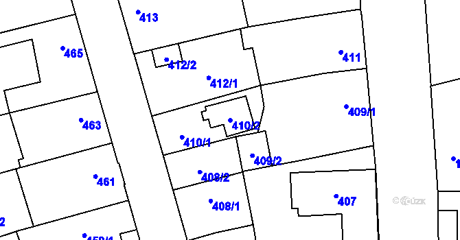 Parcela st. 410/2 v KÚ Uhříněves, Katastrální mapa