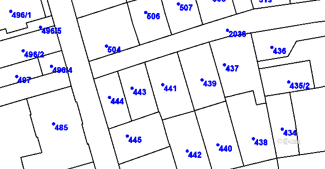 Parcela st. 441 v KÚ Uhříněves, Katastrální mapa