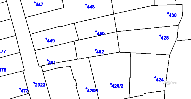 Parcela st. 452 v KÚ Uhříněves, Katastrální mapa