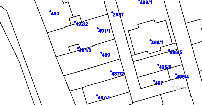 Parcela st. 489 v KÚ Uhříněves, Katastrální mapa