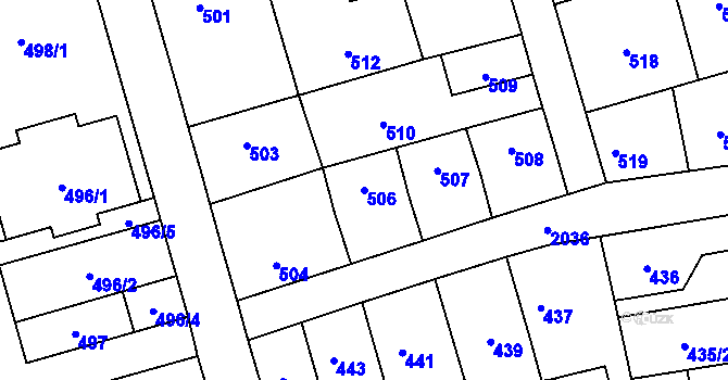 Parcela st. 506 v KÚ Uhříněves, Katastrální mapa