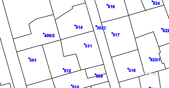 Parcela st. 511 v KÚ Uhříněves, Katastrální mapa