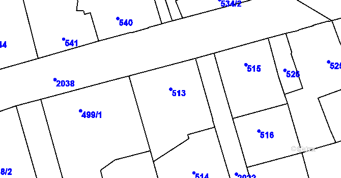 Parcela st. 513 v KÚ Uhříněves, Katastrální mapa