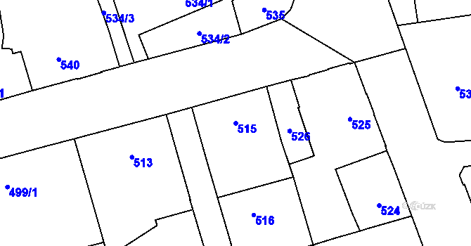 Parcela st. 515 v KÚ Uhříněves, Katastrální mapa