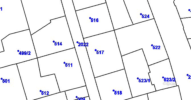 Parcela st. 517 v KÚ Uhříněves, Katastrální mapa