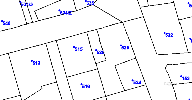 Parcela st. 526 v KÚ Uhříněves, Katastrální mapa