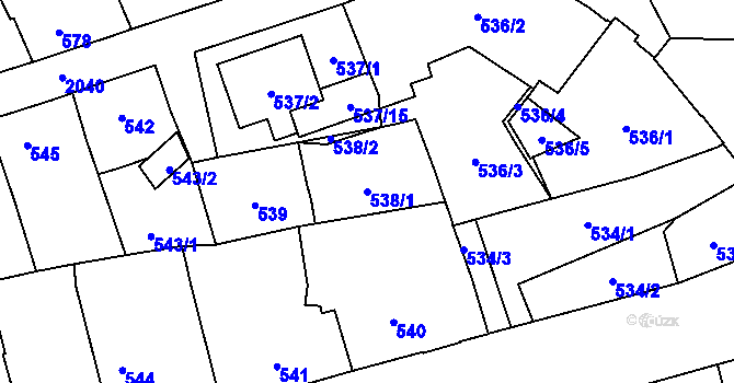 Parcela st. 538/1 v KÚ Uhříněves, Katastrální mapa