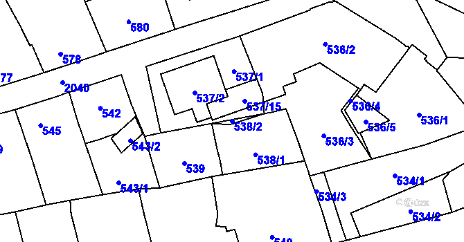 Parcela st. 538/2 v KÚ Uhříněves, Katastrální mapa