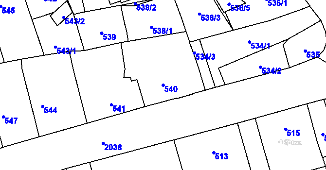 Parcela st. 540 v KÚ Uhříněves, Katastrální mapa