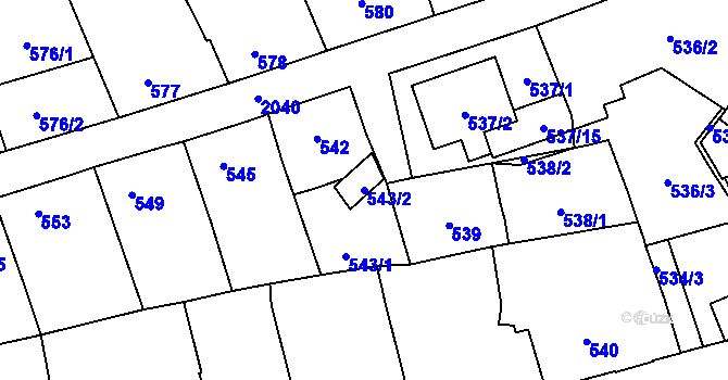 Parcela st. 543/2 v KÚ Uhříněves, Katastrální mapa