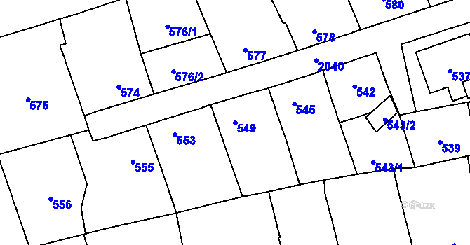 Parcela st. 549 v KÚ Uhříněves, Katastrální mapa