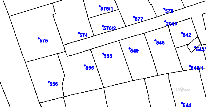 Parcela st. 553 v KÚ Uhříněves, Katastrální mapa
