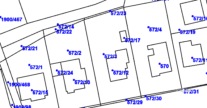Parcela st. 572/3 v KÚ Uhříněves, Katastrální mapa