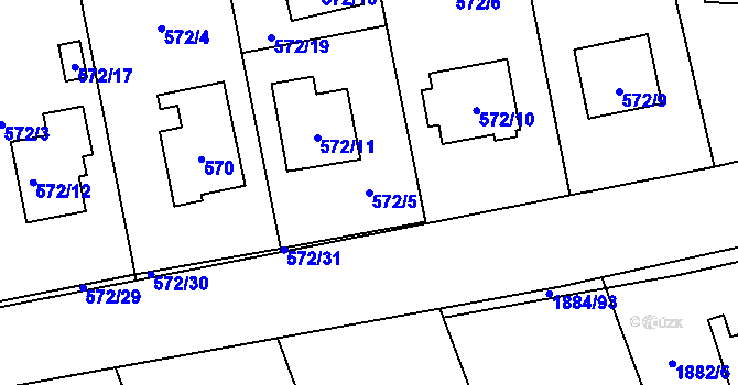 Parcela st. 572/5 v KÚ Uhříněves, Katastrální mapa