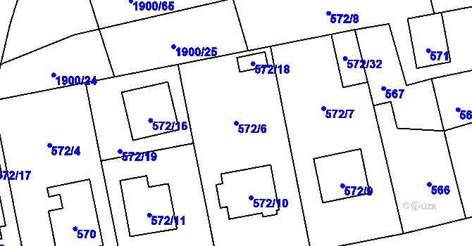 Parcela st. 572/6 v KÚ Uhříněves, Katastrální mapa