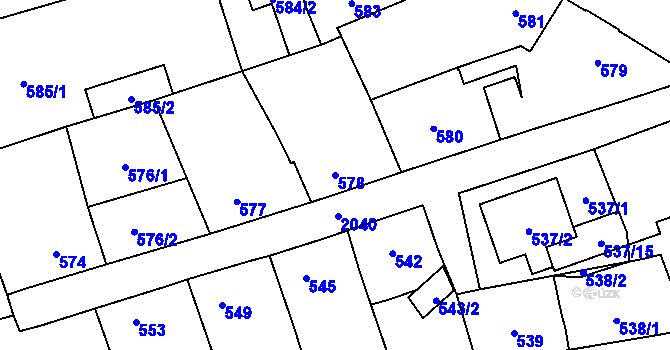 Parcela st. 578 v KÚ Uhříněves, Katastrální mapa