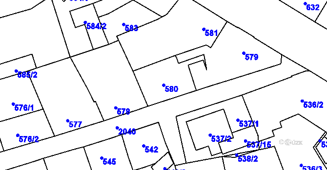 Parcela st. 580 v KÚ Uhříněves, Katastrální mapa