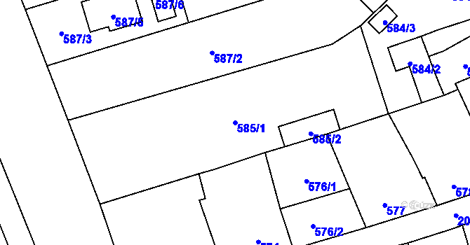 Parcela st. 585/1 v KÚ Uhříněves, Katastrální mapa