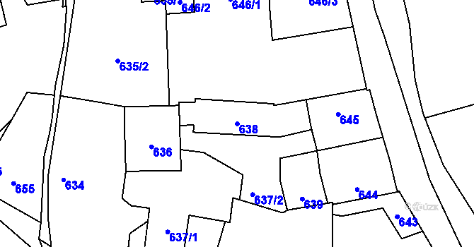 Parcela st. 638 v KÚ Uhříněves, Katastrální mapa