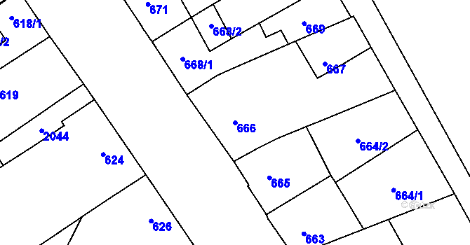 Parcela st. 666 v KÚ Uhříněves, Katastrální mapa
