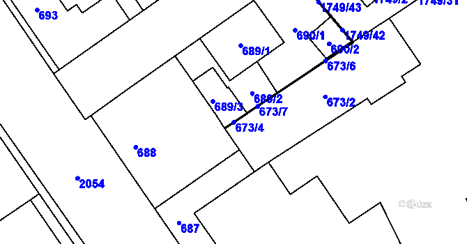 Parcela st. 673/4 v KÚ Uhříněves, Katastrální mapa