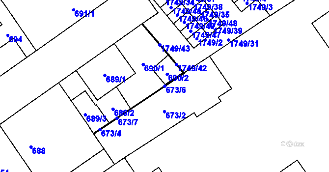 Parcela st. 673/6 v KÚ Uhříněves, Katastrální mapa