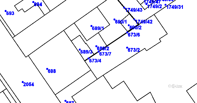 Parcela st. 673/7 v KÚ Uhříněves, Katastrální mapa