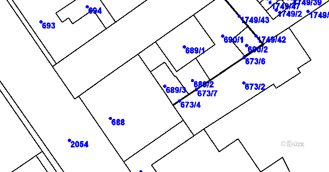 Parcela st. 689/3 v KÚ Uhříněves, Katastrální mapa