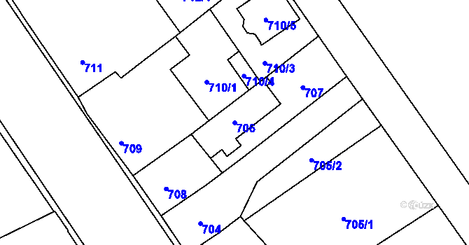 Parcela st. 706 v KÚ Uhříněves, Katastrální mapa