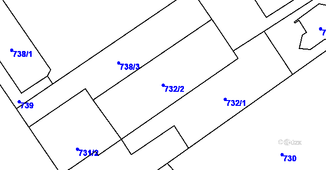 Parcela st. 732/2 v KÚ Uhříněves, Katastrální mapa