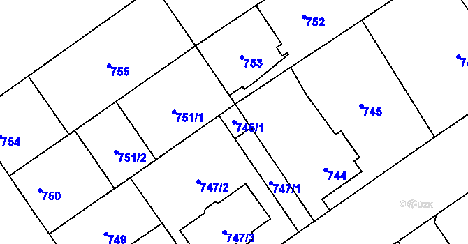 Parcela st. 746/1 v KÚ Uhříněves, Katastrální mapa