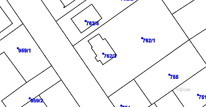 Parcela st. 762/3 v KÚ Uhříněves, Katastrální mapa