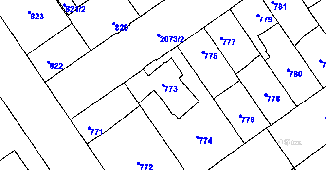 Parcela st. 773 v KÚ Uhříněves, Katastrální mapa