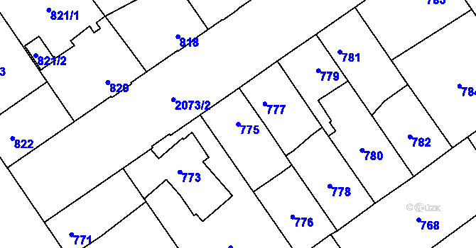 Parcela st. 775 v KÚ Uhříněves, Katastrální mapa