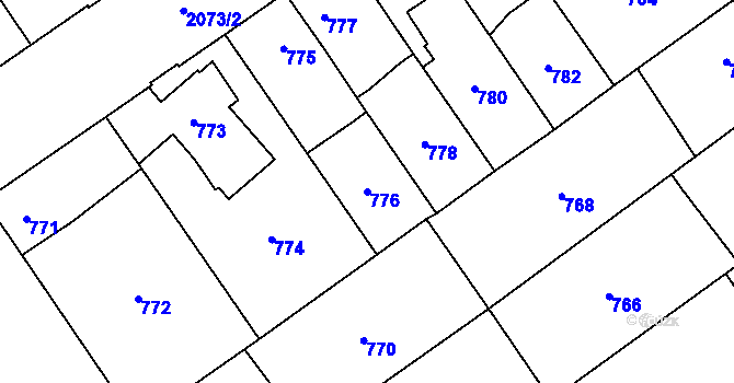 Parcela st. 776 v KÚ Uhříněves, Katastrální mapa