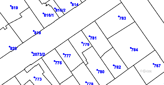 Parcela st. 779 v KÚ Uhříněves, Katastrální mapa