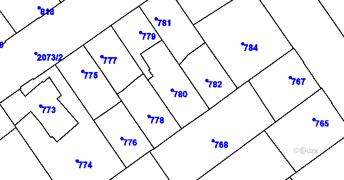 Parcela st. 780 v KÚ Uhříněves, Katastrální mapa
