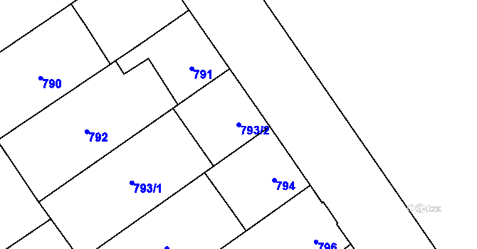 Parcela st. 793/2 v KÚ Uhříněves, Katastrální mapa