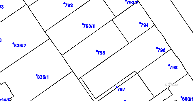 Parcela st. 795 v KÚ Uhříněves, Katastrální mapa