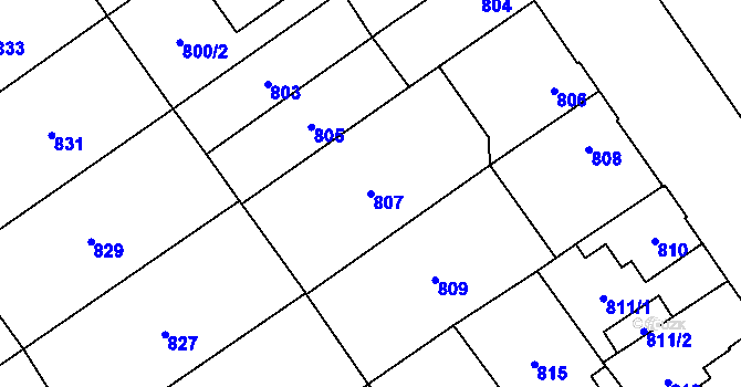 Parcela st. 807 v KÚ Uhříněves, Katastrální mapa