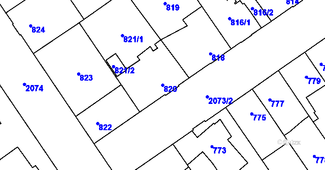 Parcela st. 820 v KÚ Uhříněves, Katastrální mapa